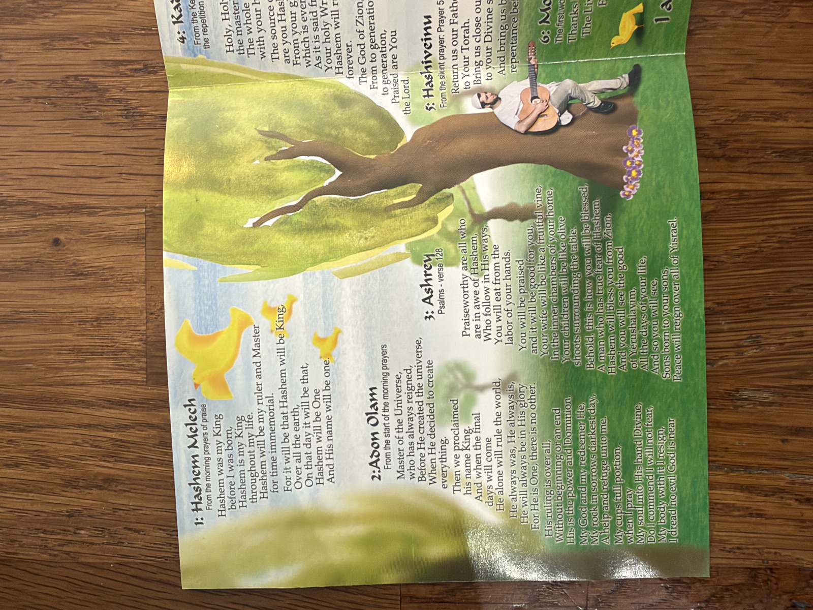 Booklet spread with English translations of the prayers